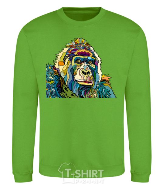 Свитшот Разноцветная горилла Лаймовый фото