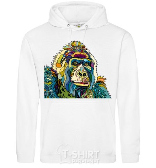 Men`s hoodie A multi-colored gorilla White фото