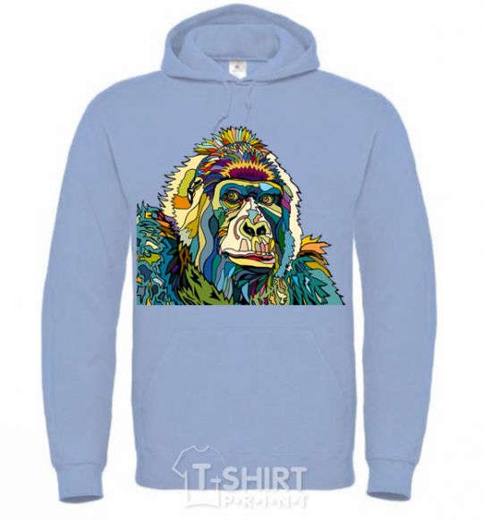 Мужская толстовка (худи) Разноцветная горилла Голубой фото