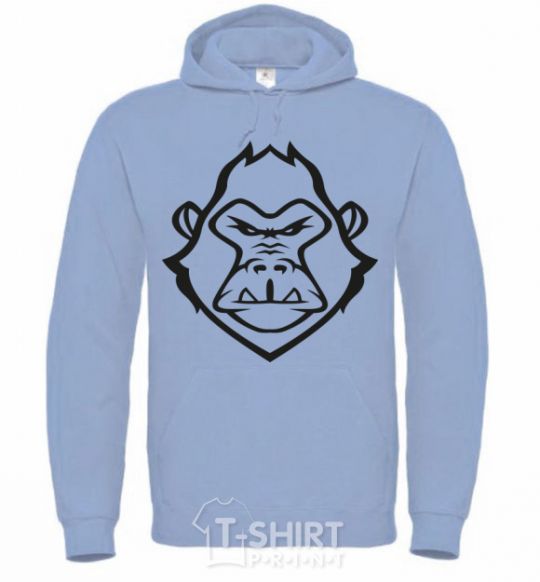 Men`s hoodie Angry gorilla sky-blue фото
