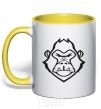 Mug with a colored handle Angry gorilla yellow фото