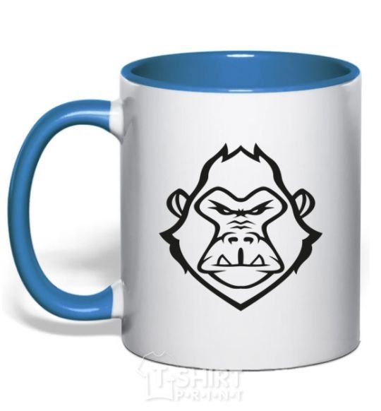 Mug with a colored handle Angry gorilla royal-blue фото