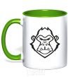Mug with a colored handle Angry gorilla kelly-green фото