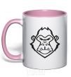 Mug with a colored handle Angry gorilla light-pink фото