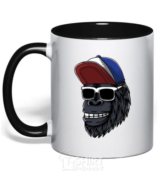Mug with a colored handle Swag gorilla black фото