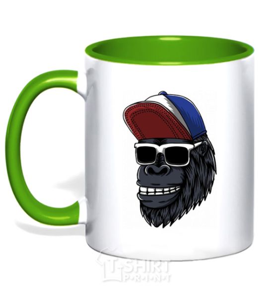 Mug with a colored handle Swag gorilla kelly-green фото