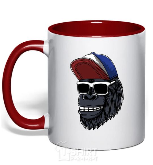 Mug with a colored handle Swag gorilla red фото