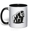 Mug with a colored handle The gorilla is sitting black фото