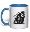 Mug with a colored handle The gorilla is sitting royal-blue фото