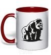Mug with a colored handle The gorilla is sitting red фото