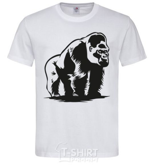 Men's T-Shirt The gorilla is sitting White фото