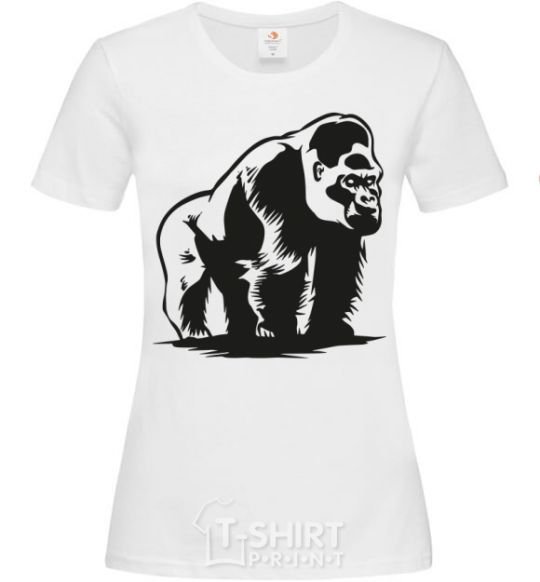 Women's T-shirt The gorilla is sitting White фото