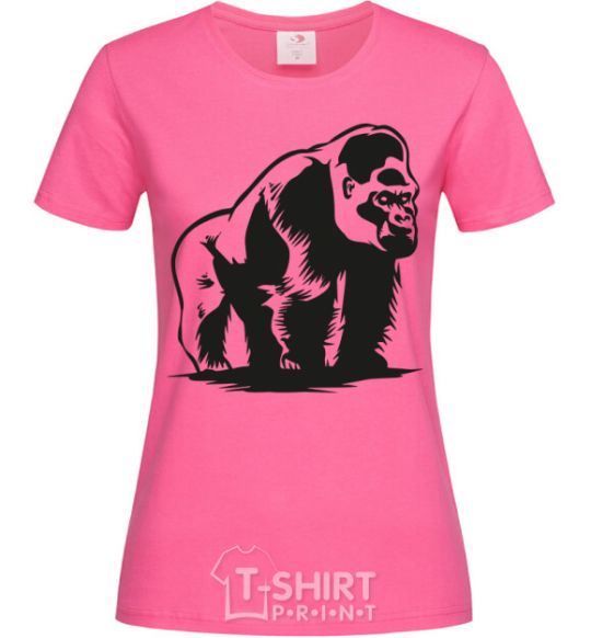 Женская футболка Горилла сидит Ярко-розовый фото