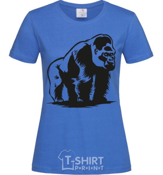 Women's T-shirt The gorilla is sitting royal-blue фото