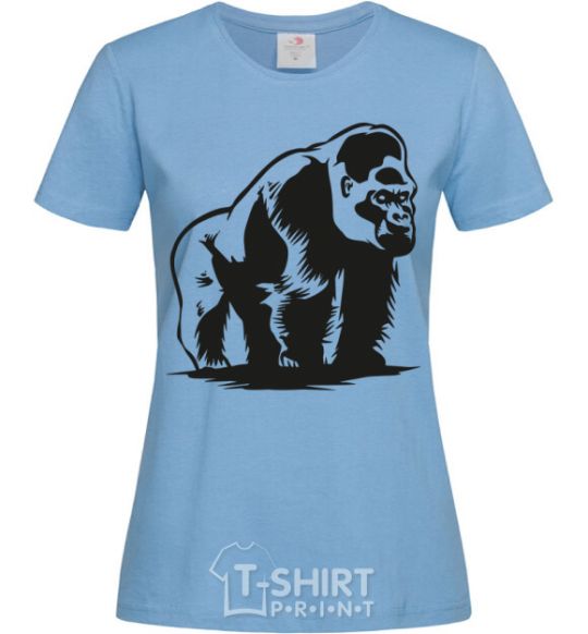 Women's T-shirt The gorilla is sitting sky-blue фото