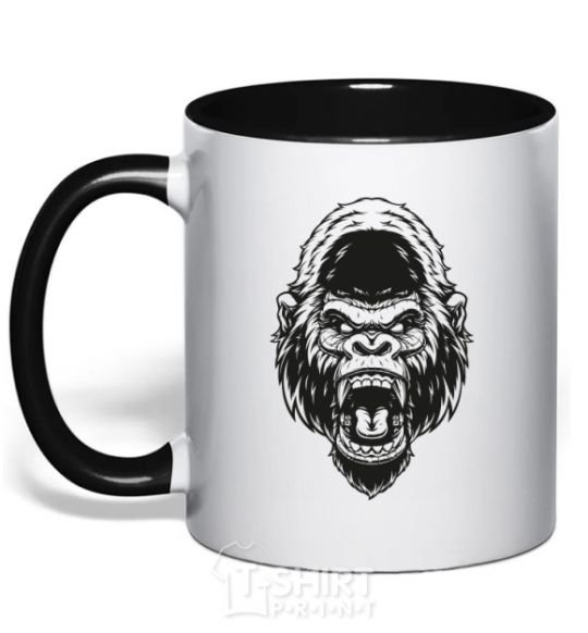 Чашка с цветной ручкой Злая горилла V.1 Черный фото
