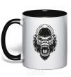 Mug with a colored handle Angry gorilla V.1 black фото