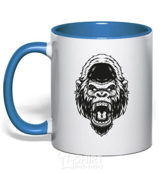 Mug with a colored handle Angry gorilla V.1 royal-blue фото