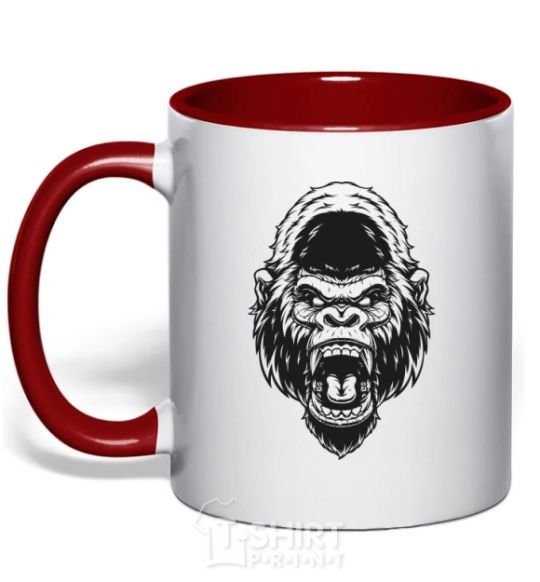 Mug with a colored handle Angry gorilla V.1 red фото