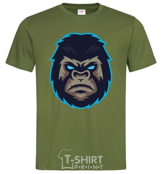 Мужская футболка Голубая горилла Оливковый фото