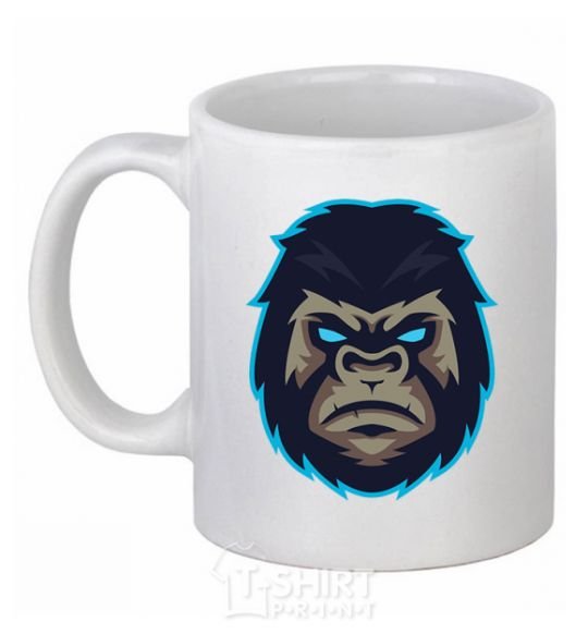 Чашка керамическая Голубая горилла Белый фото