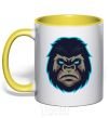 Mug with a colored handle Blue gorilla yellow фото