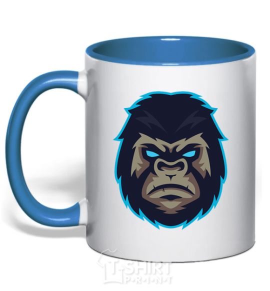 Mug with a colored handle Blue gorilla royal-blue фото