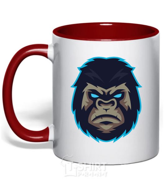 Mug with a colored handle Blue gorilla red фото