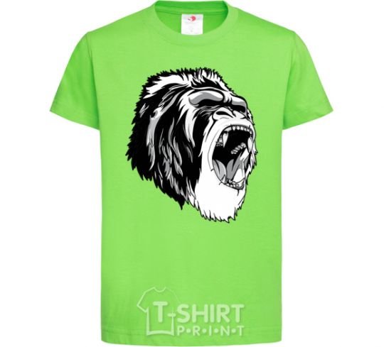 Kids T-shirt The gray gorilla orchid-green фото