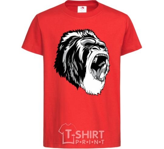 Kids T-shirt The gray gorilla red фото