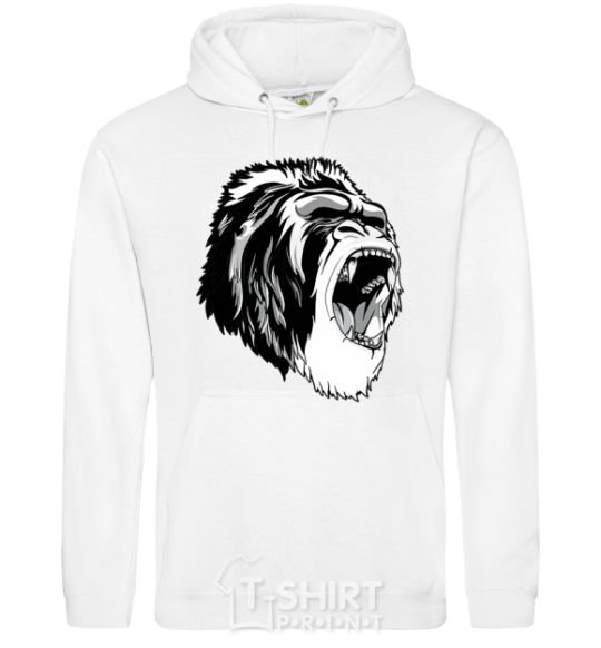 Men`s hoodie The gray gorilla White фото