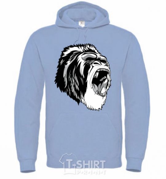 Men`s hoodie The gray gorilla sky-blue фото