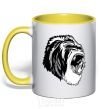 Mug with a colored handle The gray gorilla yellow фото