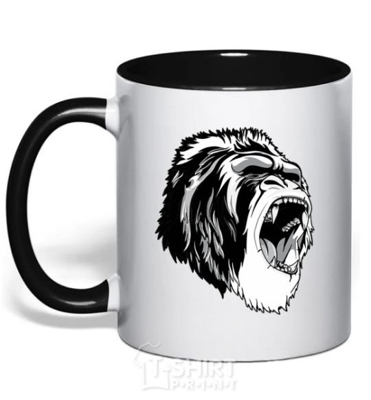Mug with a colored handle The gray gorilla black фото