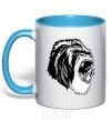 Mug with a colored handle The gray gorilla sky-blue фото