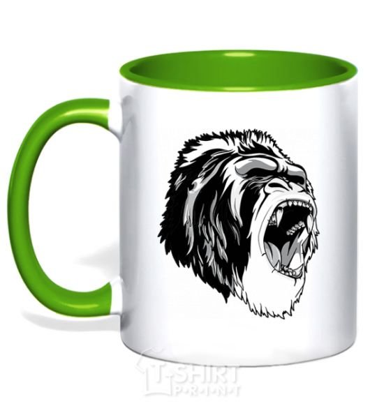 Mug with a colored handle The gray gorilla kelly-green фото
