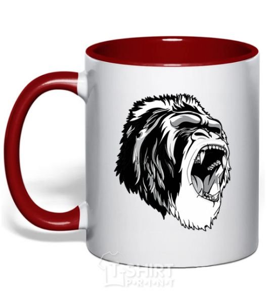 Чашка с цветной ручкой Серая горилла Красный фото