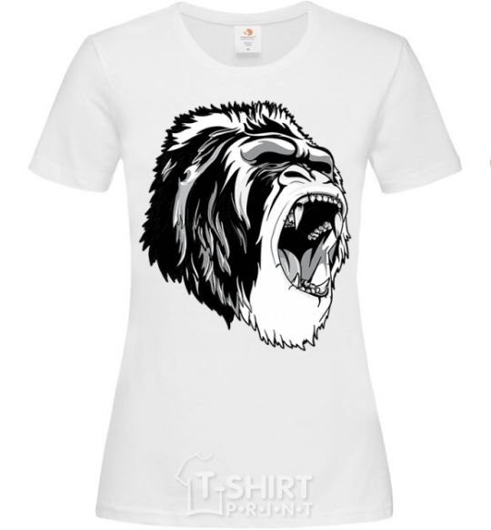 Women's T-shirt The gray gorilla White фото