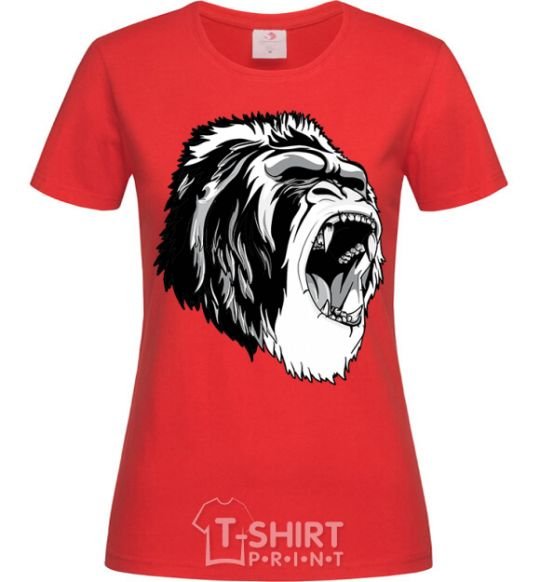 Women's T-shirt The gray gorilla red фото