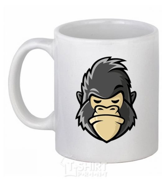 Чашка керамическая Недовольная горилла Белый фото