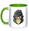Mug with a colored handle A disgruntled gorilla kelly-green фото