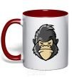 Mug with a colored handle A disgruntled gorilla red фото