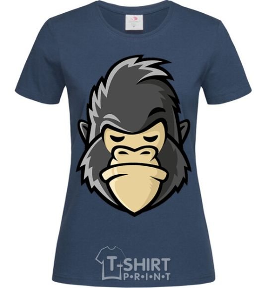 Women's T-shirt A disgruntled gorilla navy-blue фото