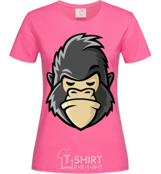 Женская футболка Недовольная горилла Ярко-розовый фото
