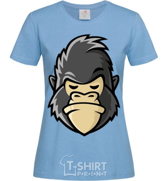 Женская футболка Недовольная горилла Голубой фото