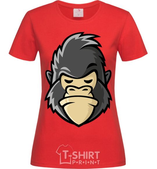 Women's T-shirt A disgruntled gorilla red фото