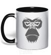 Mug with a colored handle Gorilla face black фото
