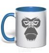 Mug with a colored handle Gorilla face royal-blue фото