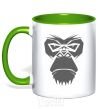 Mug with a colored handle Gorilla face kelly-green фото