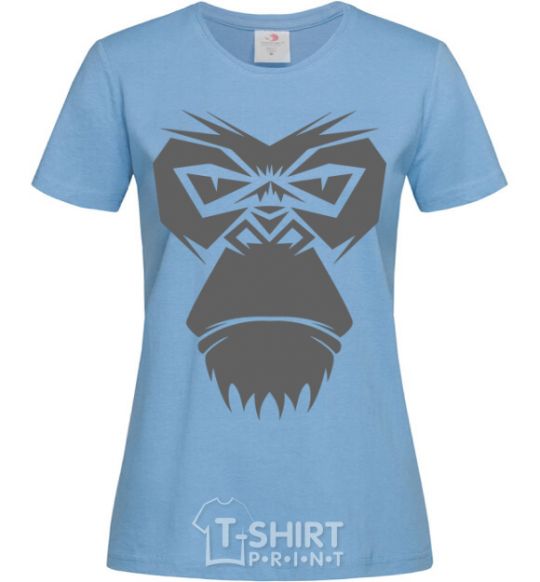 Women's T-shirt Gorilla face sky-blue фото